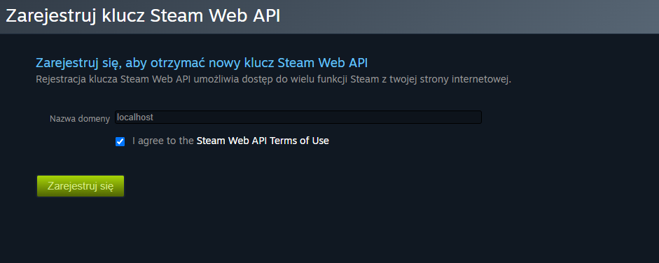 Generowanie klucza Steam