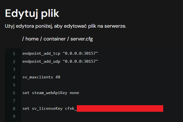Wklejanie do server.cfg